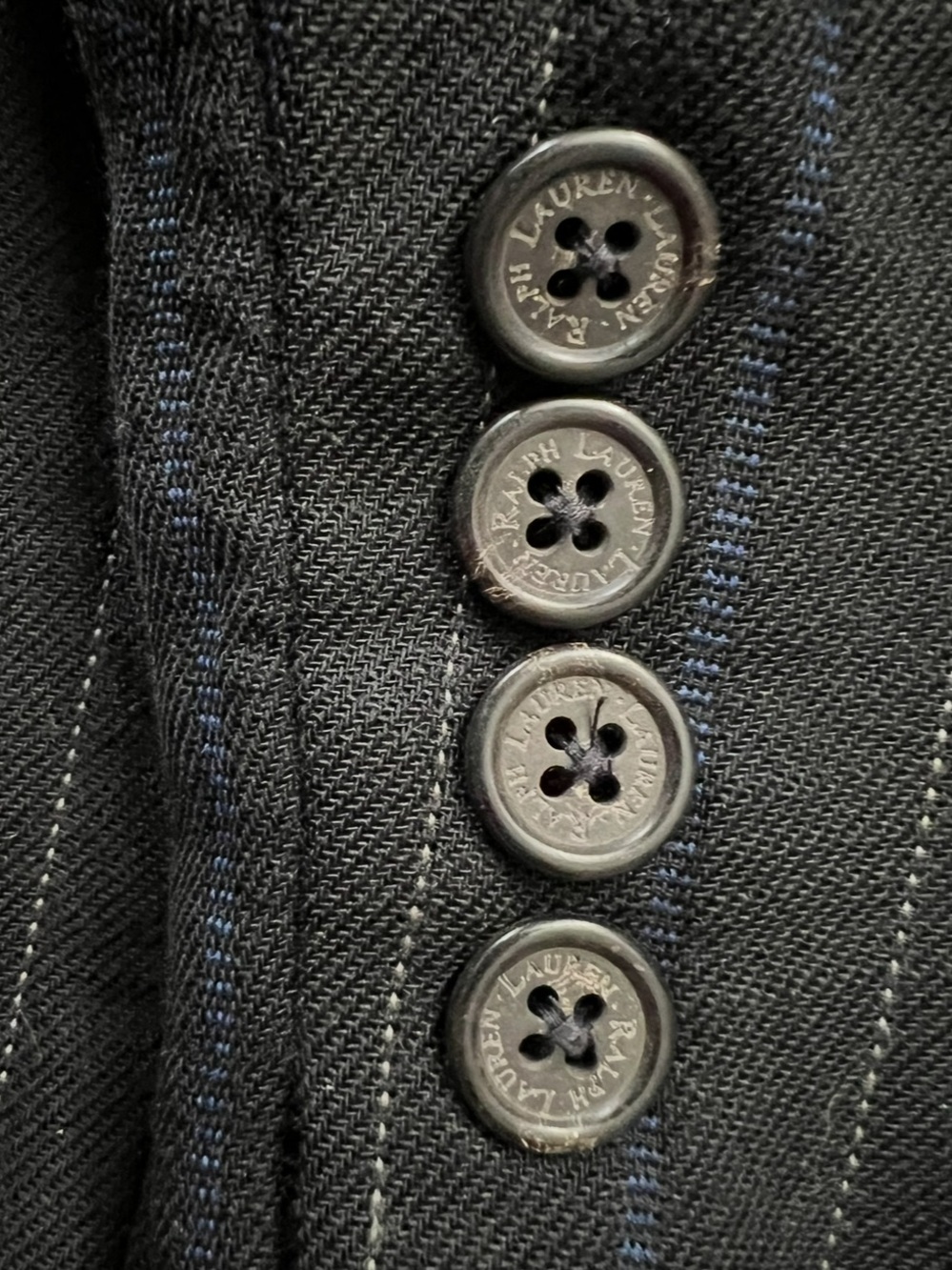 Vintage 90s Ralph Lauren Pinstripe Wool Blazer 4 Preppy Old Money Equestrian - Picture 4 of 15
